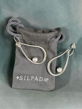 Silpada 925 Sterling Silver Pearl Earrings W2046 Retired Teardrop Dangles